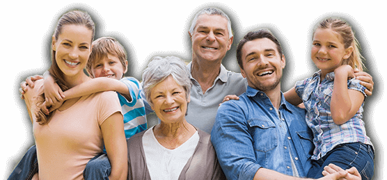 Three generations of family smiling together