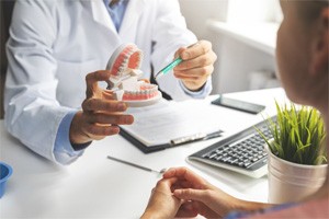 Shorewood dentist showing patient model of teeth