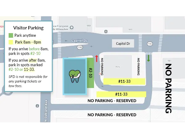 Parking map for Shorewood Family Dentistry