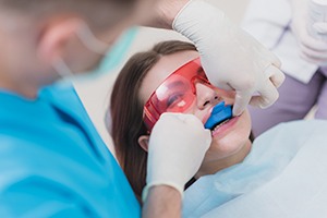 a patient receiving fluoride treatment