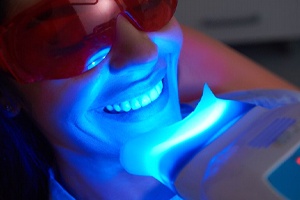 woman getting in-office teeth whitening