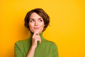 Closeup of woman thinking 